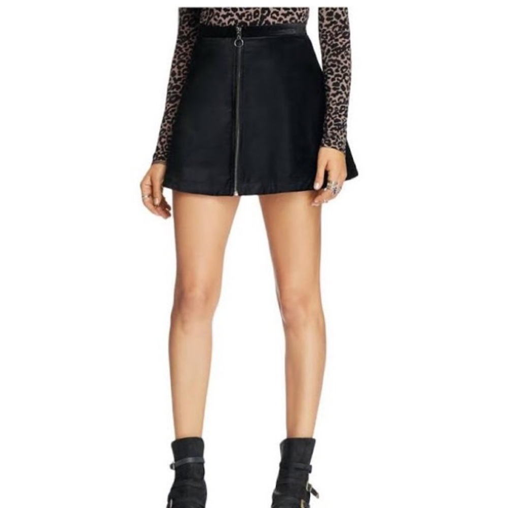 Free People Womens Velveteen Mini Skirt Black